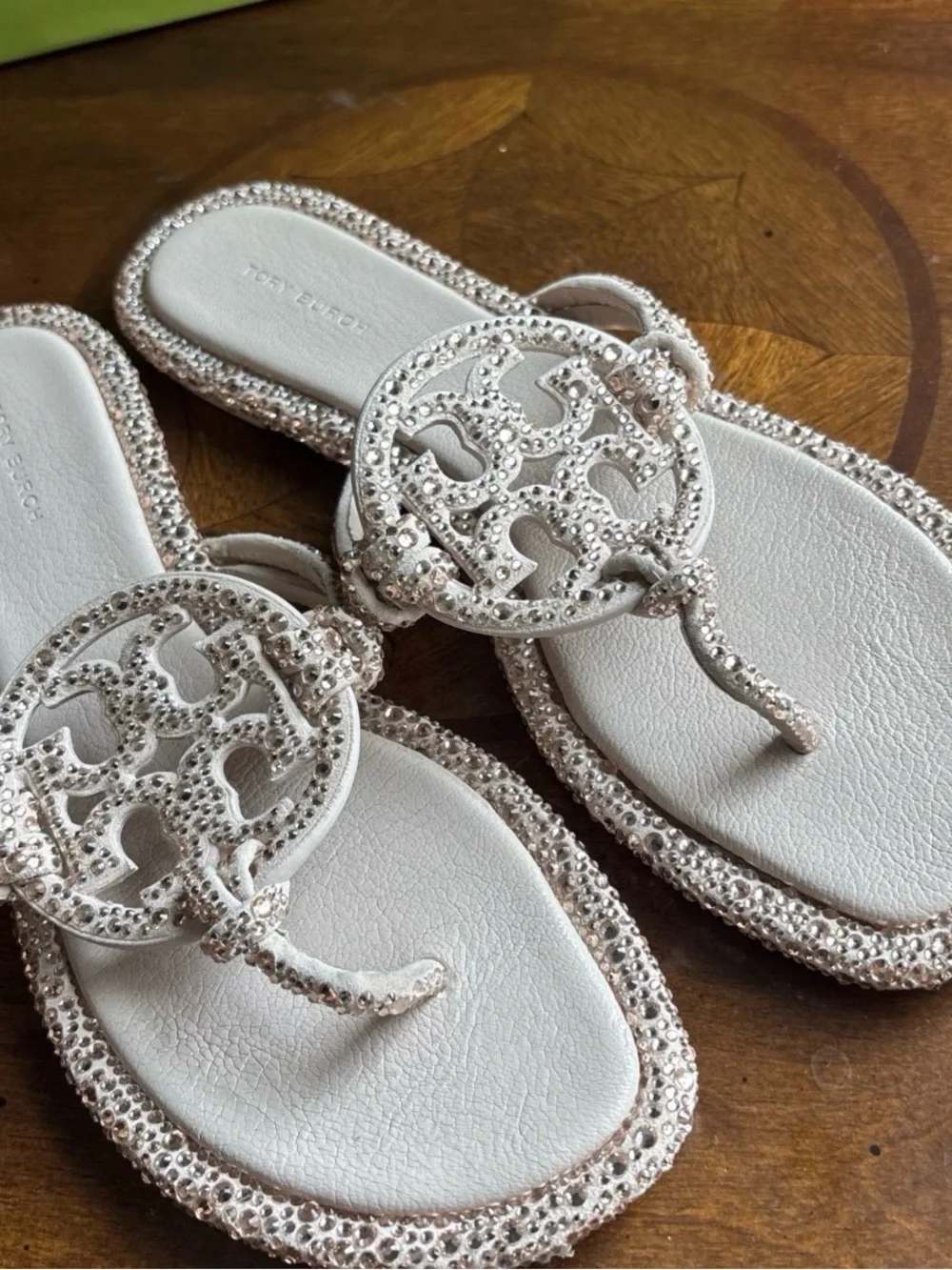 Tory Burch Miller Crystal Knotted Sandals in Rose Gold Pink 9